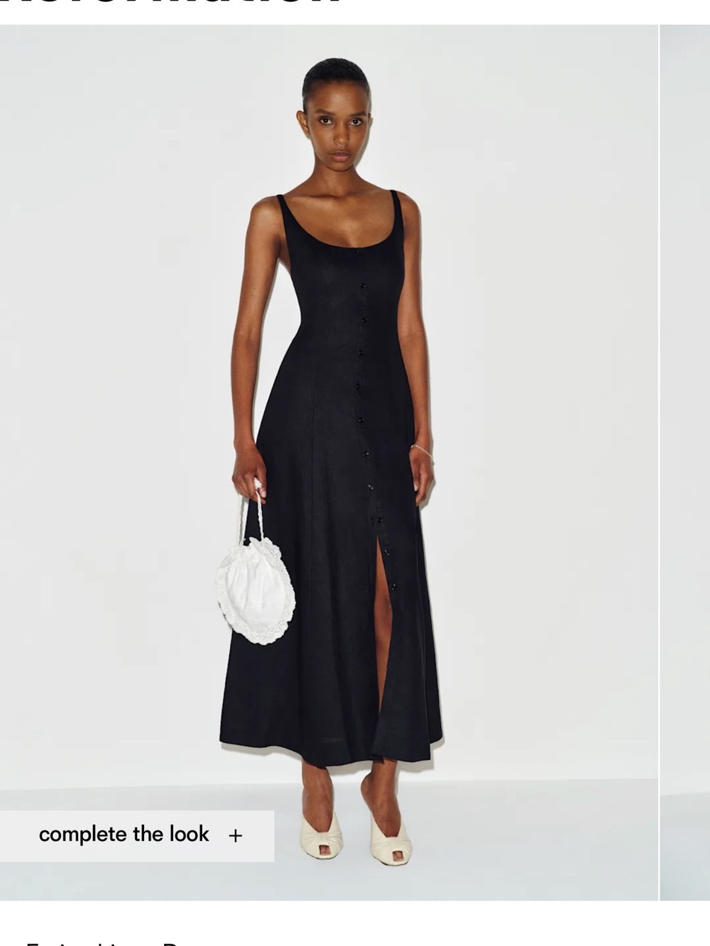 Reformation Black Scoop-Neck Button-Front Maxi Dress